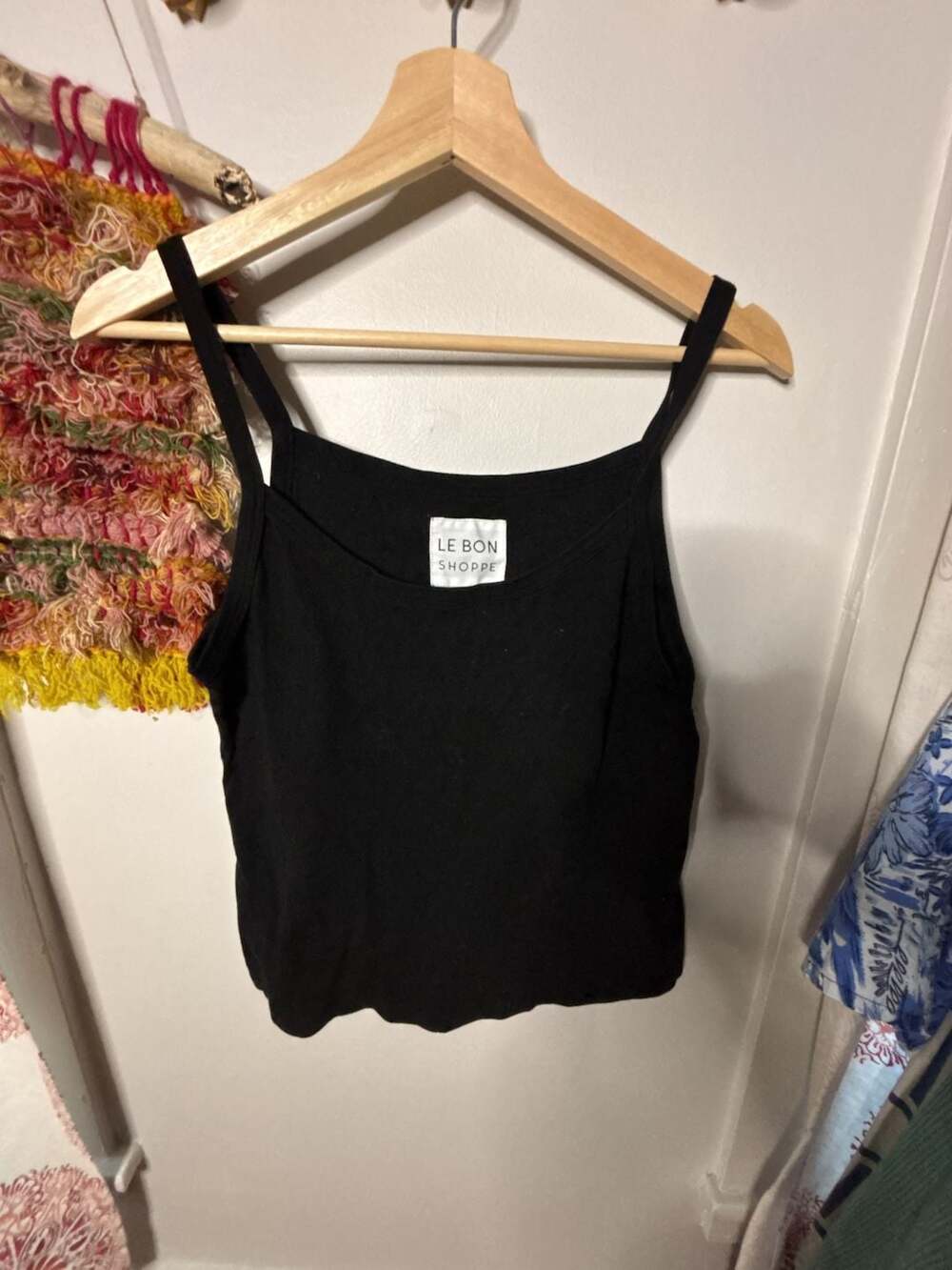 Le Bon Shoppe Tank Top Size M Black Organic Cotton Cami